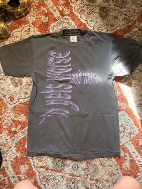 Men's Black Short-Sleeve Graphic Tee with Purple Print